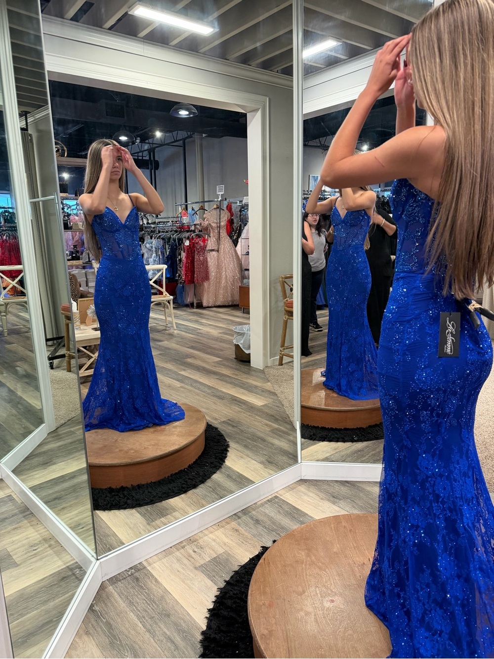 La Femme Royal Blue Prom Hoco Court Dress - Picture 3 of 3